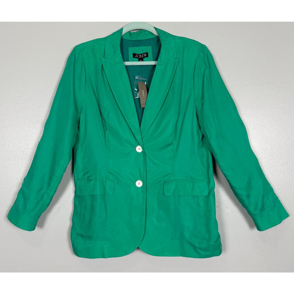 J.Crew Limited-edition Drapey Long Parke Blazer Summer Green Size 6 Cupro Blend - Picture 5 of 12